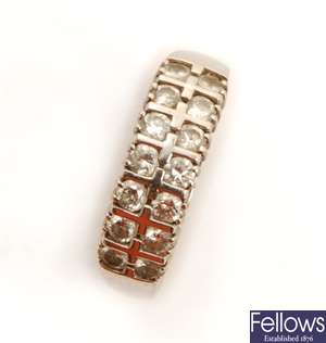 A two row half eternity ring with fourteen