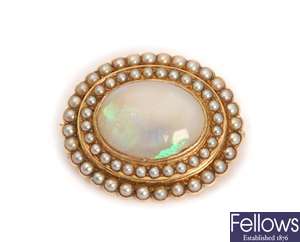 An early/mid 20th century opal and split pearl