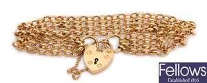 A 9ct gold belcher link bracelet, in a joined