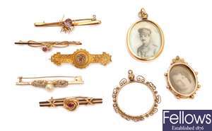 Eight items to include a bar brooch with a
