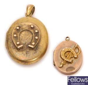 Two oval lockets, to include an oval hinged