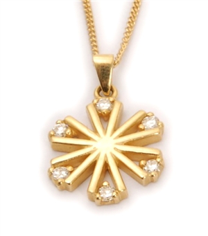 A floral design diamond set pendant with six