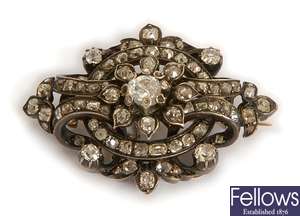 A Victorian diamond set lozenge shape brooch,