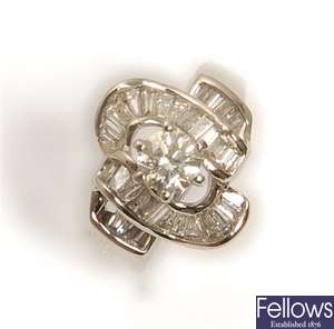 A fancy diamond cluster ring, comprising a