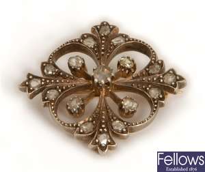 A continental early 20th century diamond brooch,