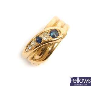 An early 20th century 18ct gold sapphire and