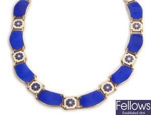 A Scandinavian enamelled collar style necklace,  