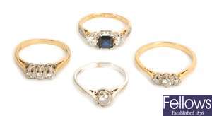Four rings, to include an 18ct gold and platinum