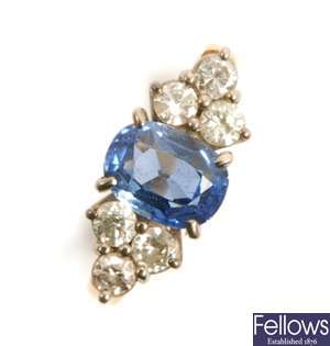 An 18ct sapphire and diamond ring, comprising an