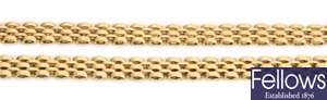 A 9ct gold brick link design necklace with