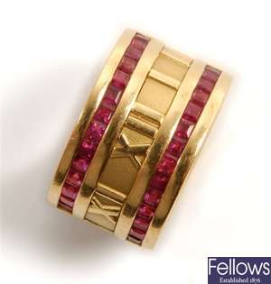 Tiffany & Co- an 18ct gold wide band ring