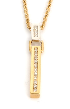 An 18ct bi-colour gold diamond pendant,