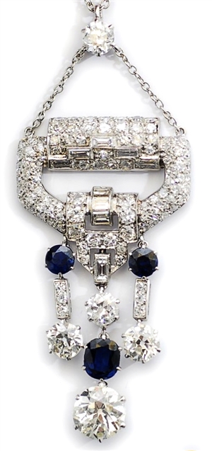 A sapphire and diamond set pendant, comprising a
