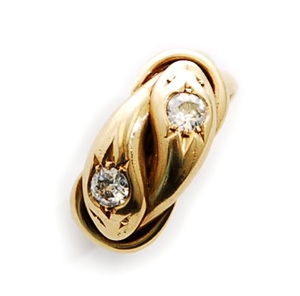 A Victorian 18ct gold diamond set snake ring, in
