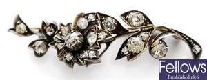 A Victorian diamond set floral design brooch,