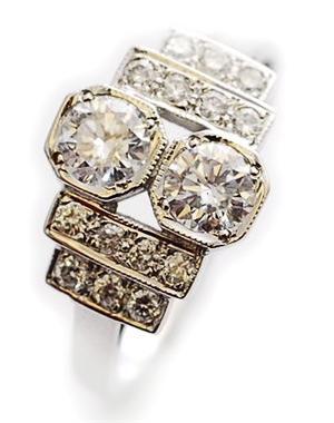 A diamond set cluster ring, comprising two