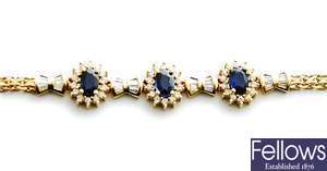 A Continental sapphire and diamond set bracelet,