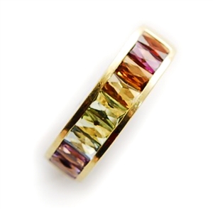 A multi gem set band ring, comprising rectangular