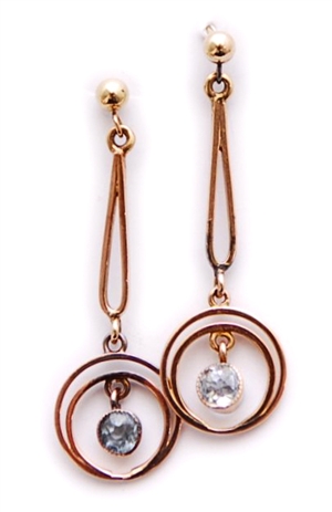 A pair of aquamarine set dropper earrings,