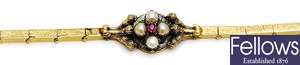 A Victorian ruby and cultured pearl bracelet,