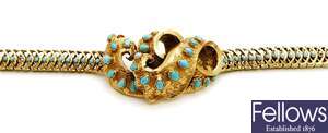 A Victorian ornate turquoise set bracelet,
