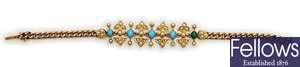 A Victorian turquoise and split pearl bracelet,
