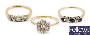 Three diamond set rings, comprising a diamond