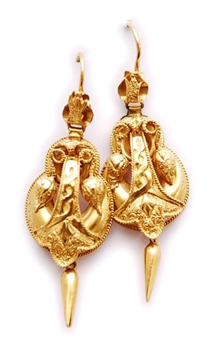 A pair of Victorian dropper earrings, comprising