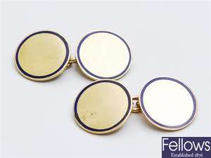 A pair of 1950's 18ct gold chain link cufflinks,