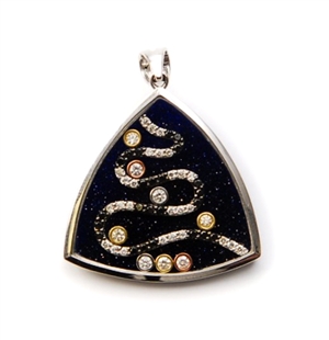 A diamond set triangular pendant, comprising a