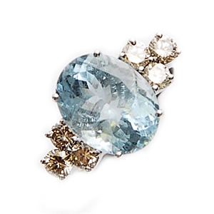 A 14ct white gold aquamarine and diamond set