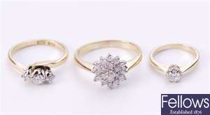 Three rings, to include an 18ct gold round