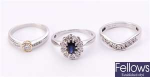 Three rings, to include an 18ct white gold