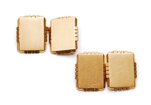 A pair of rectangular cufflinks, with outer