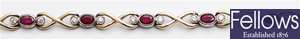 A 9ct bi-colour gold ruby and diamond bracelet,