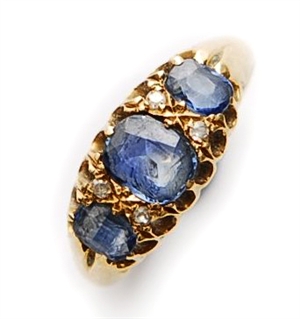 An early 20th century 18ct gold sapphire and