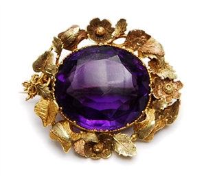 An early 20th century amethyst brooch, comprising