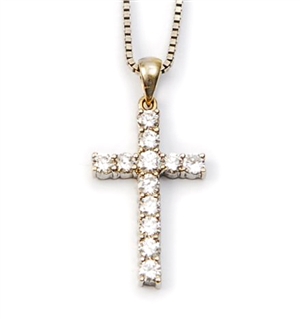 A diamond cross pendant, set with twelve round