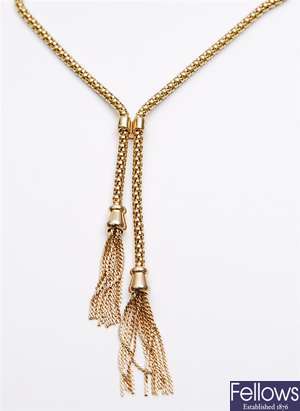 A 9ct gold fancy link necklet, comprising a