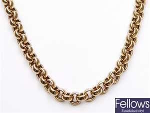 A 9ct gold curb link necklet. Length of necklet-