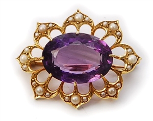 An early/mid 20th century 15ct gold amethyst and
