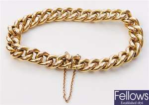 A French hollow curb link bracelet with belcher