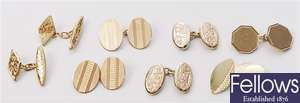 Three pairs of cufflinks, to include a pair of