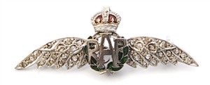A diamond and enamel RAF brooch, comprising the