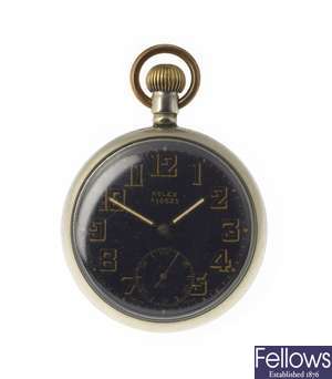 A nickel cased open face military pocket watch