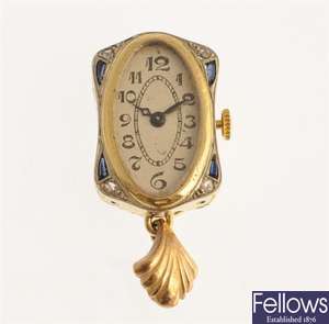 An early 20th century manual wind pendant watch,
