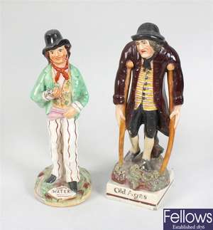 19th century Staffordshire pottery twin sided figure, other Staffordshire pottery