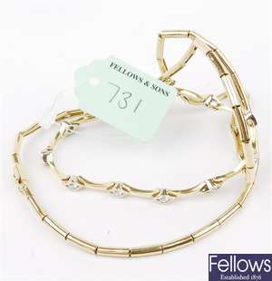 (201185477) 18ct gem set bracelet, 18ct fancy neck