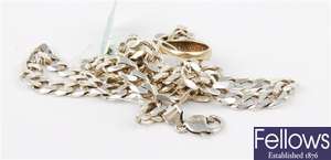 (602023981) silver curb bracelet, silver curb neck