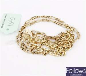 (502008130)  curb bracelet, 9ct figaro necklace